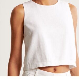 Linen-Blend High-Neck Set Top; Sz: xl